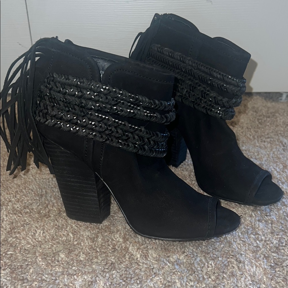 BCBGeneration Black Fringe Heeled Boots